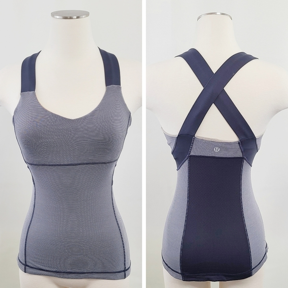 Lululemon Push Your Limits athletic tank gray stripes size 4